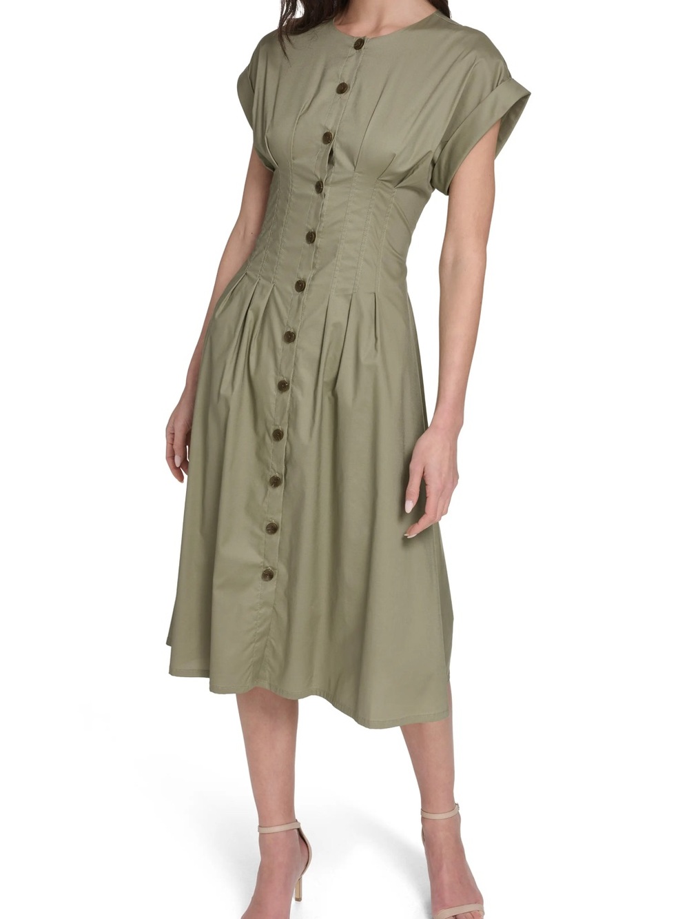 Calvin Klein Women's Pintuck Fit and Flare Shirtdress - Picture 4 of 4